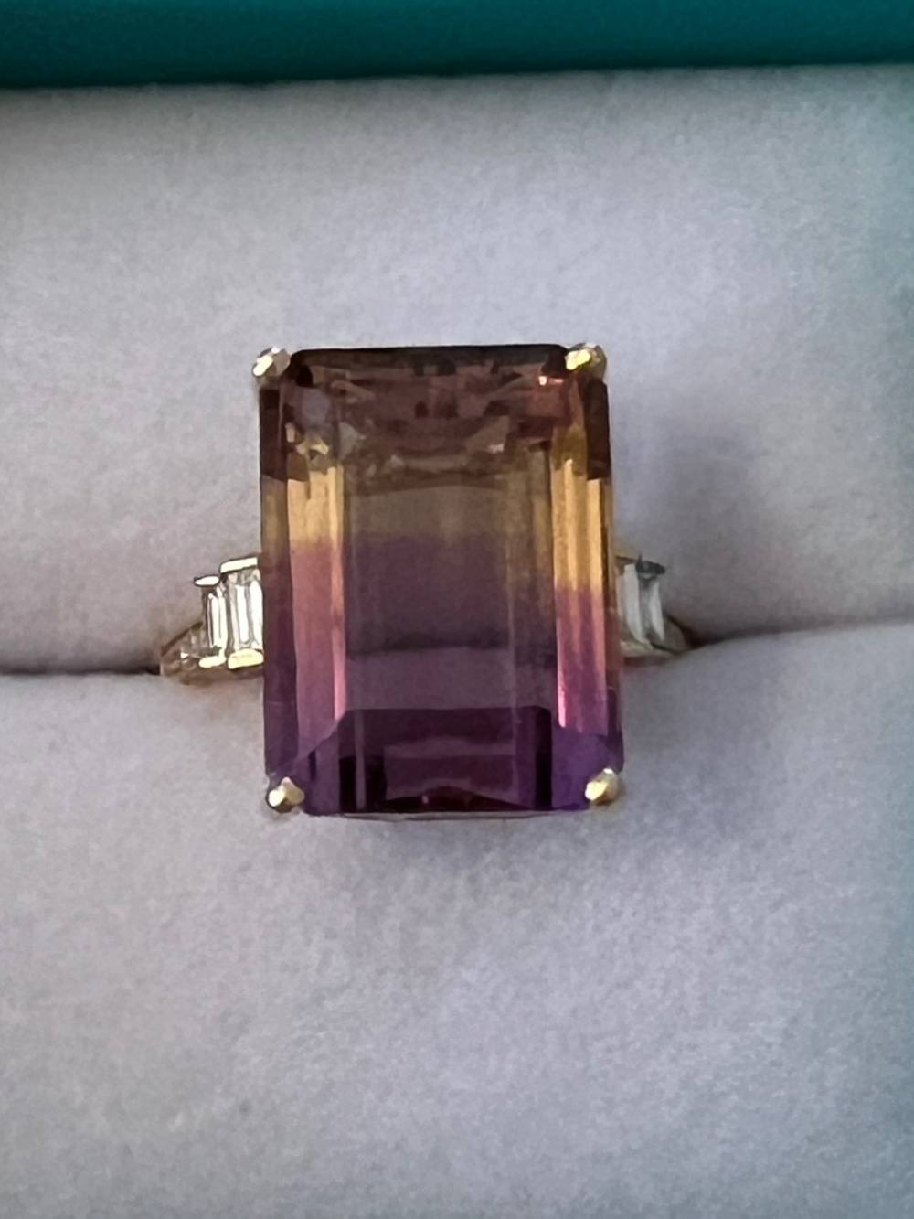 NEW IN BOX Effy Ametrine 14K Yellow Gold & Diamond Ring